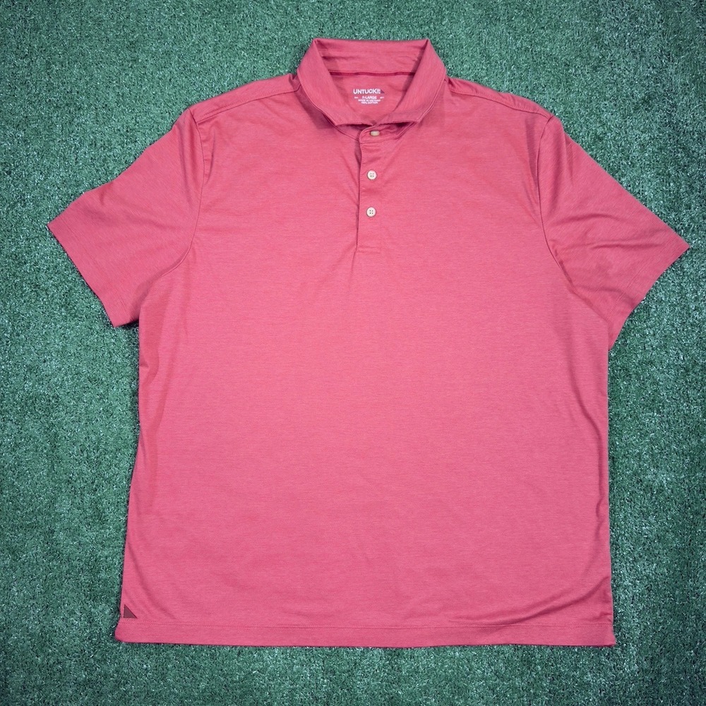 Untuckit Polo Shirt Red Short Sleeve Men's XL 100% Cotton Casual Comfortable‎